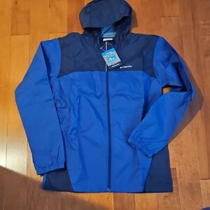 Nwt Columbia Blue and Black Hooded Waterproof ain  Jacket